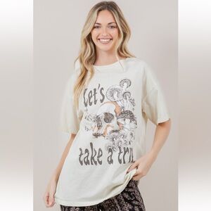 A273. Let's Take a Trip Skull & Mushroom Graphic Tee